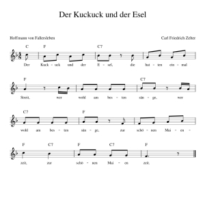 Der Kuckuck Und Der Esel Kinderlieder Noten Text Kinderlieder