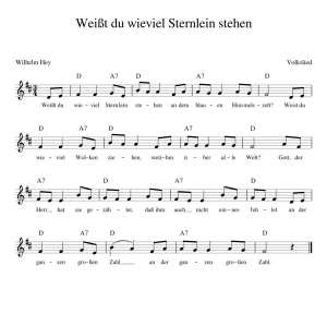 Weißt Du Wieviel Sternlein Stehen - Kinderlieder - Noten - Text ...