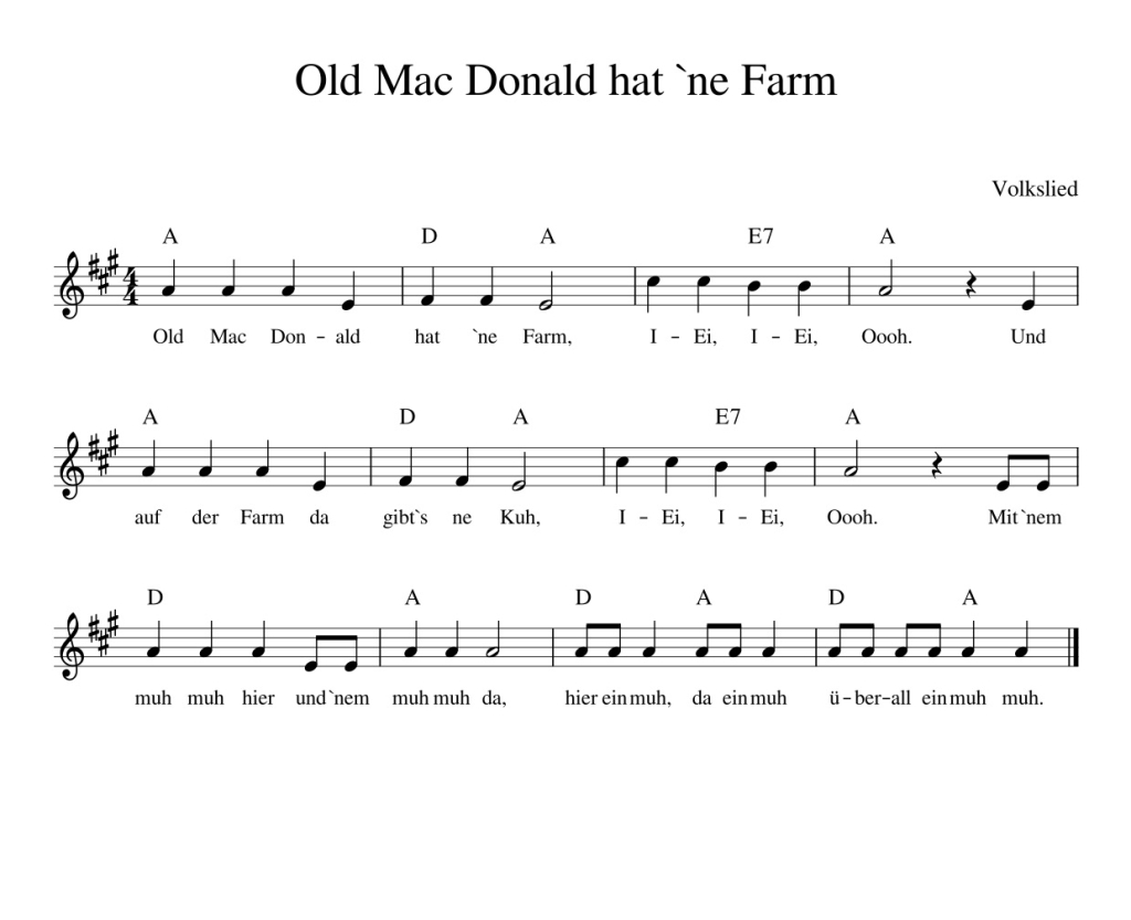 Old Mc Donalds Had A Farm Text Deutsch